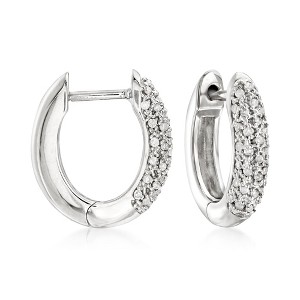 Ross-Simons 0.25 ct. t.w. Pave Diamond Hoop Earrings in Sterling Silver - 1 of 3
