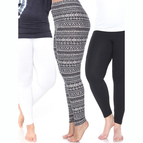 Women's Plus Size Printed Leggings White One Size Fits Most Plus - White  Mark : Target