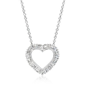Ross-Simons 0.25 ct. t.w. Baguette Diamond Heart Necklace in Sterling Silver Size 16 - 1 of 3