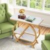 Lirago, End Table Small Side Table with Storage Shelves, Metal Frame & Tabletop for Living Room/Bedroom, 25.59"L x 11.81"D x 26.18"H, White & Gold - 4 of 4