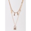 Slickblue Women's Necklace, Gold Double Chain with Padlock Pendant and "Baby" Letters, Tennis Choker Style, 15-20" - 3 of 3