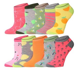 Tipi Toe Womens 10 Pairs Colorful Fruit Pattern & Mix Colors For Vibrant Style Low Cut/No Show Socks - 1 of 1