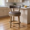 HomeRoots 26" Gray and Cool Gray Faux Leather and Solid Wood Low Back Counter Height Swivel Bar Chair - 2 of 4
