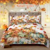 Boersma 3 Pieces Colorful Oil Painting Pumpkin Pattern Quilt Set Queen Size for All Seasons Flower Fall Leaves Bedding Set with 2 Pillowcases - 3 of 4