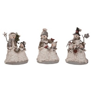Transpac Wire Arm Christmas Snowman Family Set of 3 Christmas Home Decorations - 1 of 1