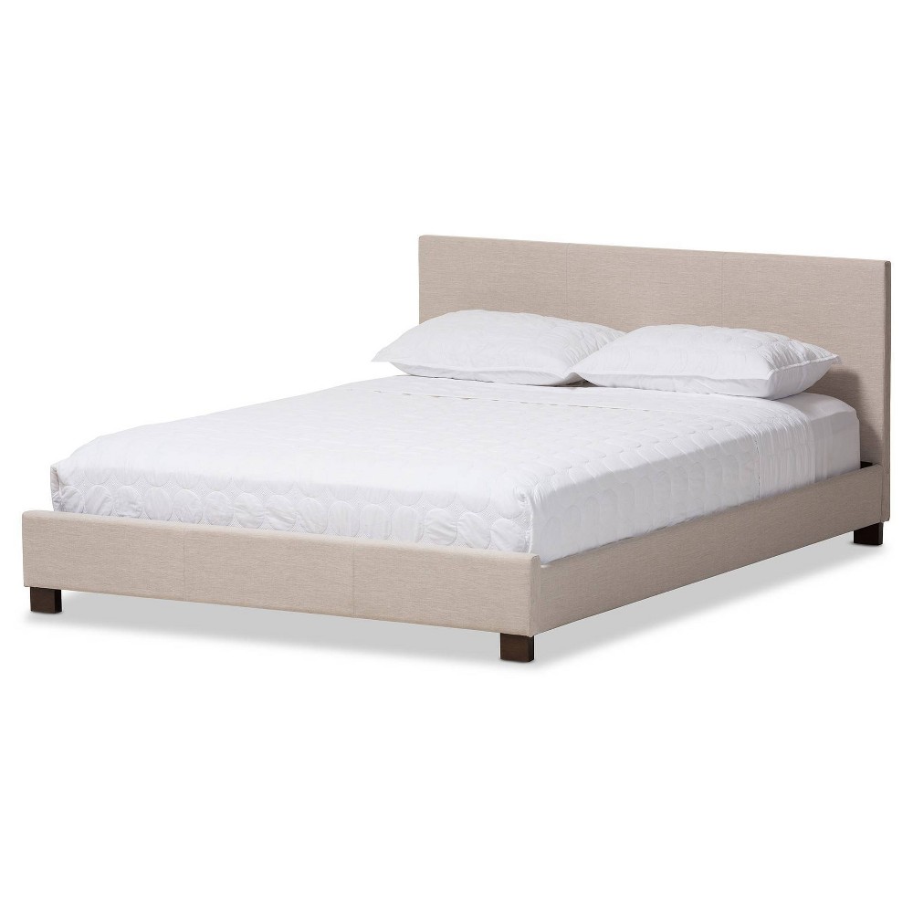 Photos - Bed Frame Queen Elizabeth Modern and Contemporary Fabric Upholstered Panel Stitched