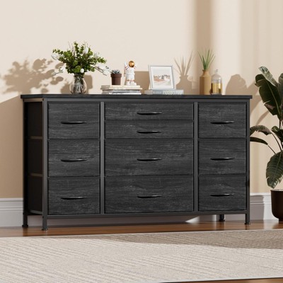 10-Drawer Dresser for 55" TVs - Sturdy Metal Frame Entertainment Center with Power Outlet, Bedroom/Living Room Storage
