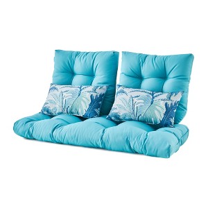 ARTPLAN All Weather Chair Outdoor Cushions Settee Loveseat Bench Cushions Set of 5 Wicker Tufted Pillow for Patio Outdoor Furniture - 1 of 4