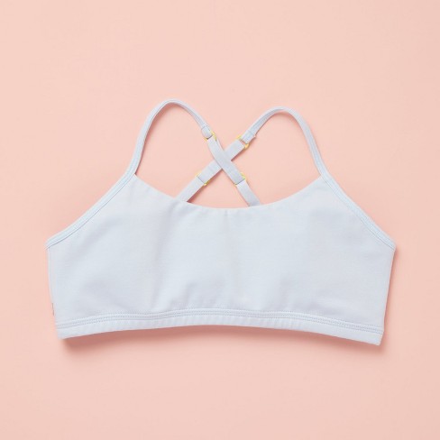 Yellowberry Girls' Ultimate Full Coverage Cotton First Bra with Convertible  and Adjustable Straps - X Small, Pale Blue Sky
