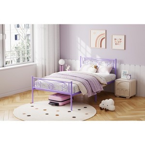 Metal Bed Frame with Headboard, 14 Inch Platform Bed Frame, Steel Slat Support, No Box Spring Needed, Easy Assembly - 1 of 4