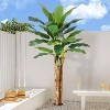 Artificial Banana Tree, Fake Banana Leaf Plants with Grey Planter, Faux Silk Tree for for Home Swimming Pool Indoor Outdoor Patio Tropical Decor - 2 of 4