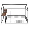 TIRAMISUBEST Twin/Full Size Metal Bed House Bed with Desk, Shelves and Power Outlets, House Floor Bed Montessori Bed with USB Ports and Roof Design - 3 of 4