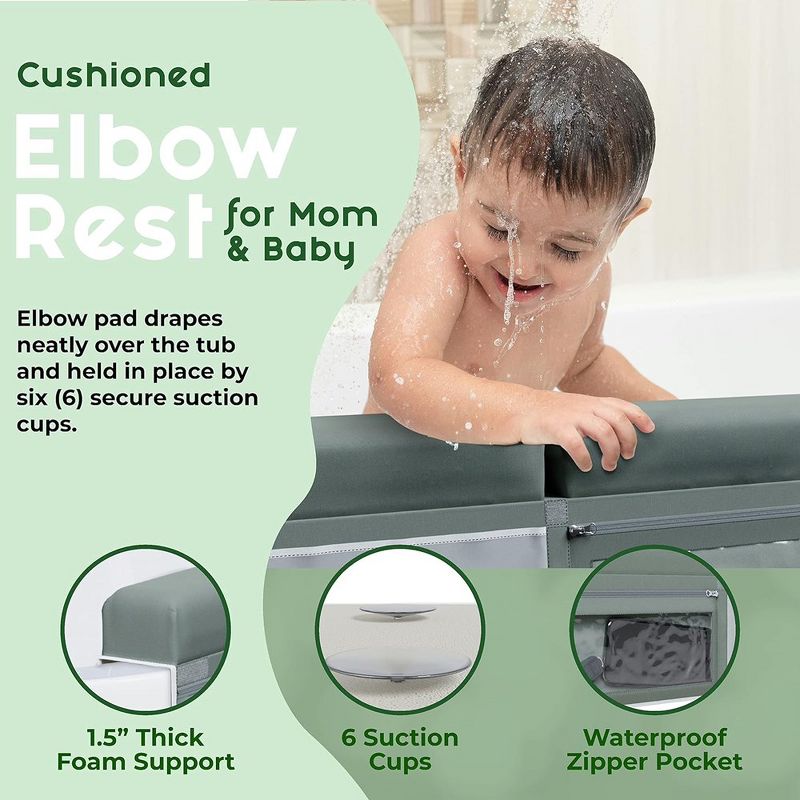 Elan Baby Bath Kneeler and Elbow Rest Pad Set, Non-Slip Design, Includes 4 Toy Pocket Organizers, Waterproof and Easy to Clean, 4 of 8