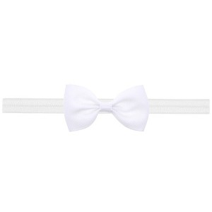 MyKids-Usa Newborn Baby 2 pcs. Small Size Bow Patched Pattern Solid Color Elastic Headband - 1 of 4