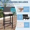 Outdoor Bar Stool Set of 2, Counter Height Bar Chair with Soft Cushion & Ergonomic Footrest, Rattan Barstool Set for Patio Pool - 3 of 4
