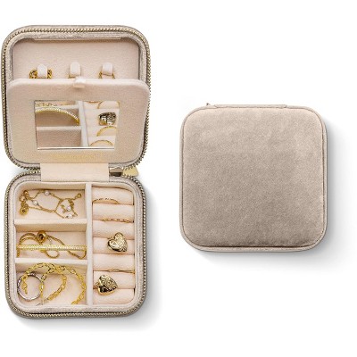 Benevolence LA Plush Velvet Travel Jewelry Box Organizer - Sage