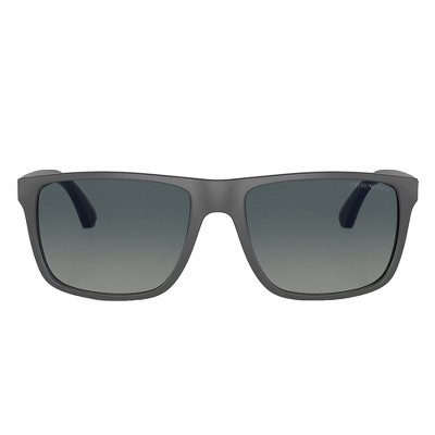 Matte Grey Square Polarized Sunglasses with Blue Gradient Lenses