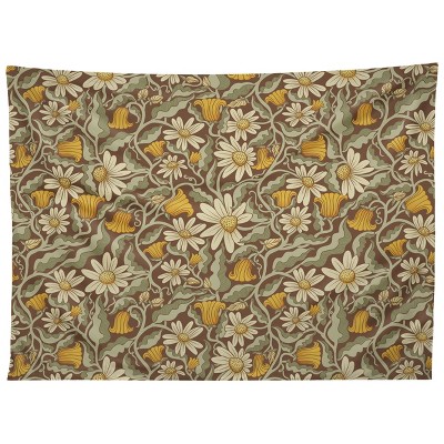 Sewzinski Retro Flowers on Brown Tapestry - Society6