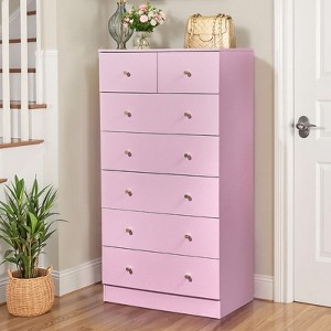 Karl Home Large 7-Drawer Dresser for Bedroom and Chest of Drawers with Sturdy Construction Wood Storage Organizer for Closet In pink - 1 of 4