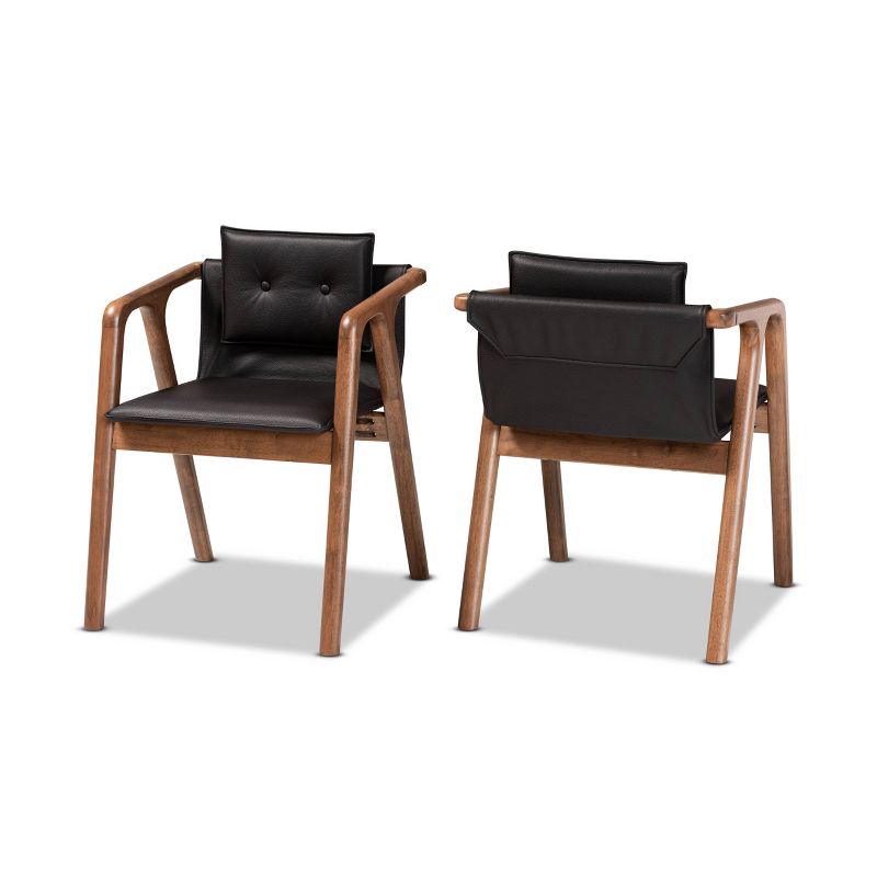 2pc Marcena Imitation Leather Upholstered and Wood Dining Chair Set - Baxton Studio, 1 of 11