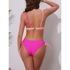 INSPIRE CHIC Women's Front Cross Contrast Color Bikini Sets, Strappy Top Tie Size Triangle Bottoms Swimwear Bathing Suits 1 Set - 3 of 4