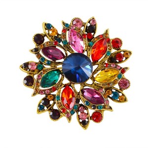 Anna-Kaci Crystal Rhinestone Bridal Flower Wreath Brooch Pin Necklace for Weddings Christmas - 1 of 4