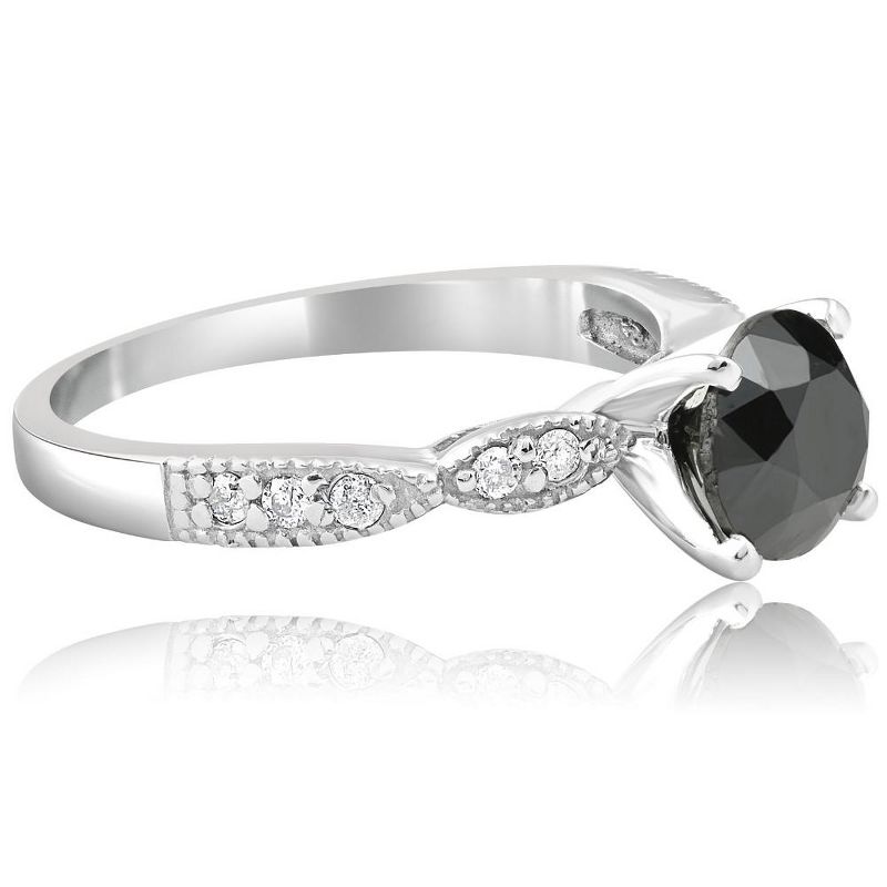 Pompeii3 2 1/4ct Black & White Diamond Engagement Ring 14K White Gold, 2 of 6