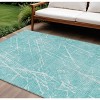 Teal Blue And Ivory Abstract Washable Indoor Outdoor Area Rug - 2 of 4