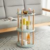 SEVOBAL Decorative Bookshelf 3 Tier Rotating Bookcase Multifunctional Storage Rack with Adjustable Design, Blue, 16.69"*16.69"*32.87" - 3 of 4