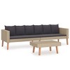 vidaXL 2 Piece Patio Lounge Set with Cushions Poly Rattan Beige - 2 of 4