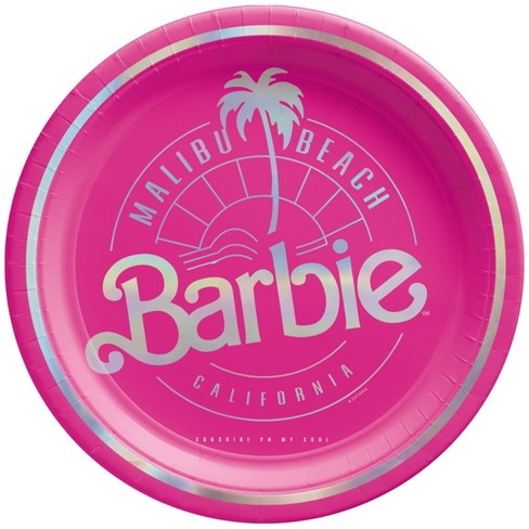 Barbie Malibu Beach Small Round Dessert Paper Plates, 7 Inches, 8