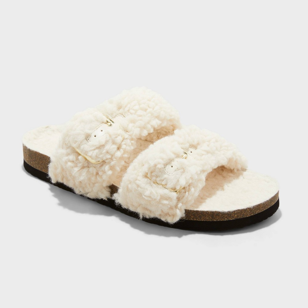 Women's Jane Two Band Buckle Slide Slippers - Auden™ Cream 9