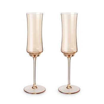 Twine Tulip Champagne Flutes, Gold Amber Tinted