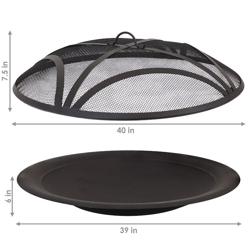 Sunnydaze Outdoor Replacement Steel Fire Pit Bowl with Spark Screen - Black, 4 of 11