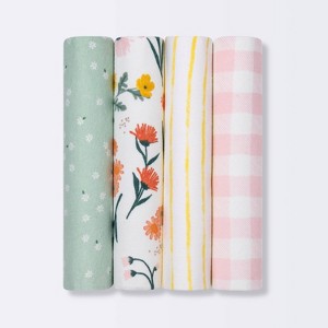 Flannel Baby Blanket - Cloud Island™ Garden Floral - 4pk - 1 of 3