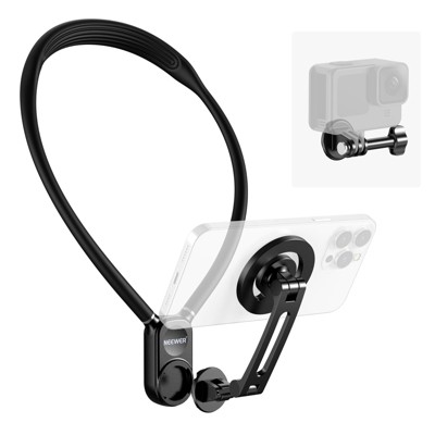 MaseiKar Magnetic Neck Holder for Action Camera & Phone,Hands Free Tripod Chest Mount Compatible with GoPro DJI Insta360 Magsafe iPhone Android