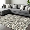 Black Gray And White Faux Cowhide Geometric Area Rug - 2 of 4