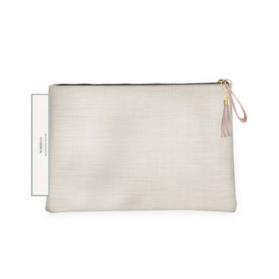 Morris & Co. 11"x7.5"x0.5" Accessory Pouch MCO Solid Natural Linen Bookcloth Tassel Zipper Pull