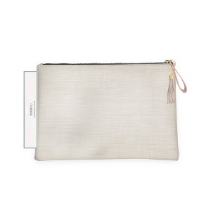 Morris & Co. 11"x7.5"x0.5" Accessory Pouch MCO Solid Natural Linen Bookcloth Tassel Zipper Pull - 1 of 3