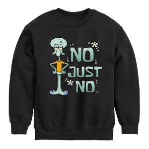 Boys' - SpongeBob SquarePants - No Just No Graphic Long Sleeve Fleece Sweatshirt - 1 of 4