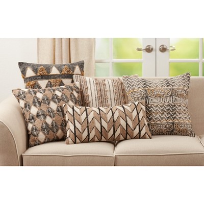 Natural Chevron Embroidered Cotton Decorative Pillow Cover