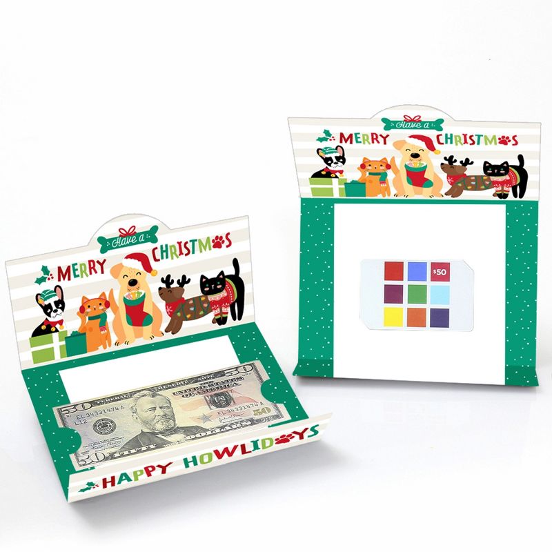 Big Dot of Happiness Christmas Pets - Cats and Dogs Holiday Party Money And Gift Card Holders - Set of 8, 1 of 5