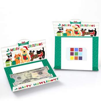 Big Dot of Happiness Christmas Pets - Cats and Dogs Holiday Party Money And Gift Card Holders - Set of 8