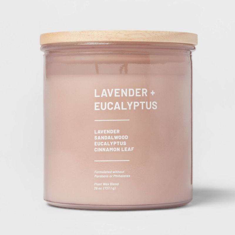 Tinted Glass Lavender + Eucalyptus Jar Candle Light Pink - Threshold™, 1 of 9