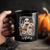 Retro Ghost Floral Halloween Personalized Mug, Spooky Vintage Checkered Gift with Custom Name Black 12oz - 4 of 4