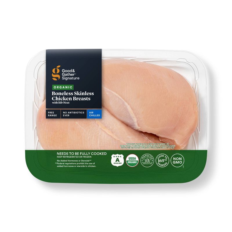 Organic Boneless Skinless NAE Chicken Breasts - 0.75-2.25 lbs - price per lb - Good &#38; Gather&#8482;, 1 of 5