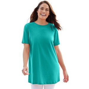 Woman Within Plus Size Perfect Crewneck Tunic - 1 of 4