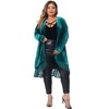 Agnes Orinda Women's Plus Size Velvet Layered Mesh Hem Open Front Long Sleeve Cardigans - 3 of 4