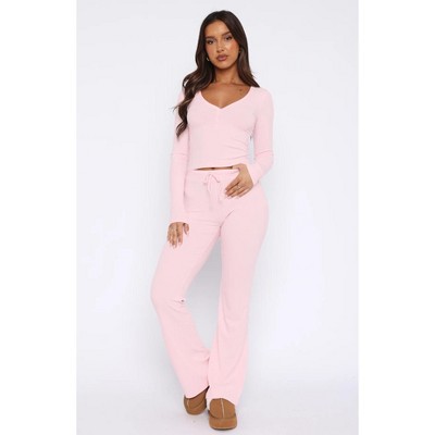 Mocamel Women's Autumn New suit Long-sleeved Buckle Solid Color Tight Top Plus Pants Two-piece Set