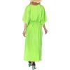 LA LEELA Women's House Daily Routine Evening Wear Vacation Holiday Casual Loungewear Loose Caftan Long Muumuu Nightgown for Women 3X-4X Green, Solid - 4 of 4